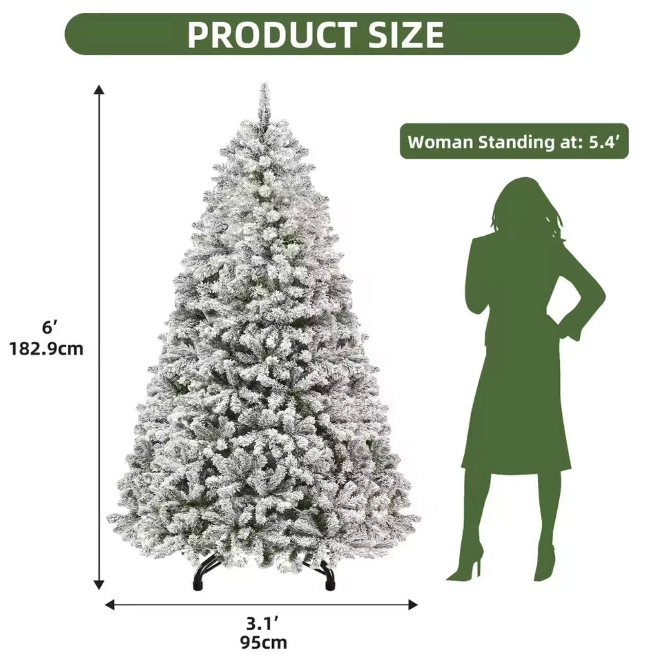 Zenora 6FT Pre-Lit Snow Flocked Artificial Christmas Tree