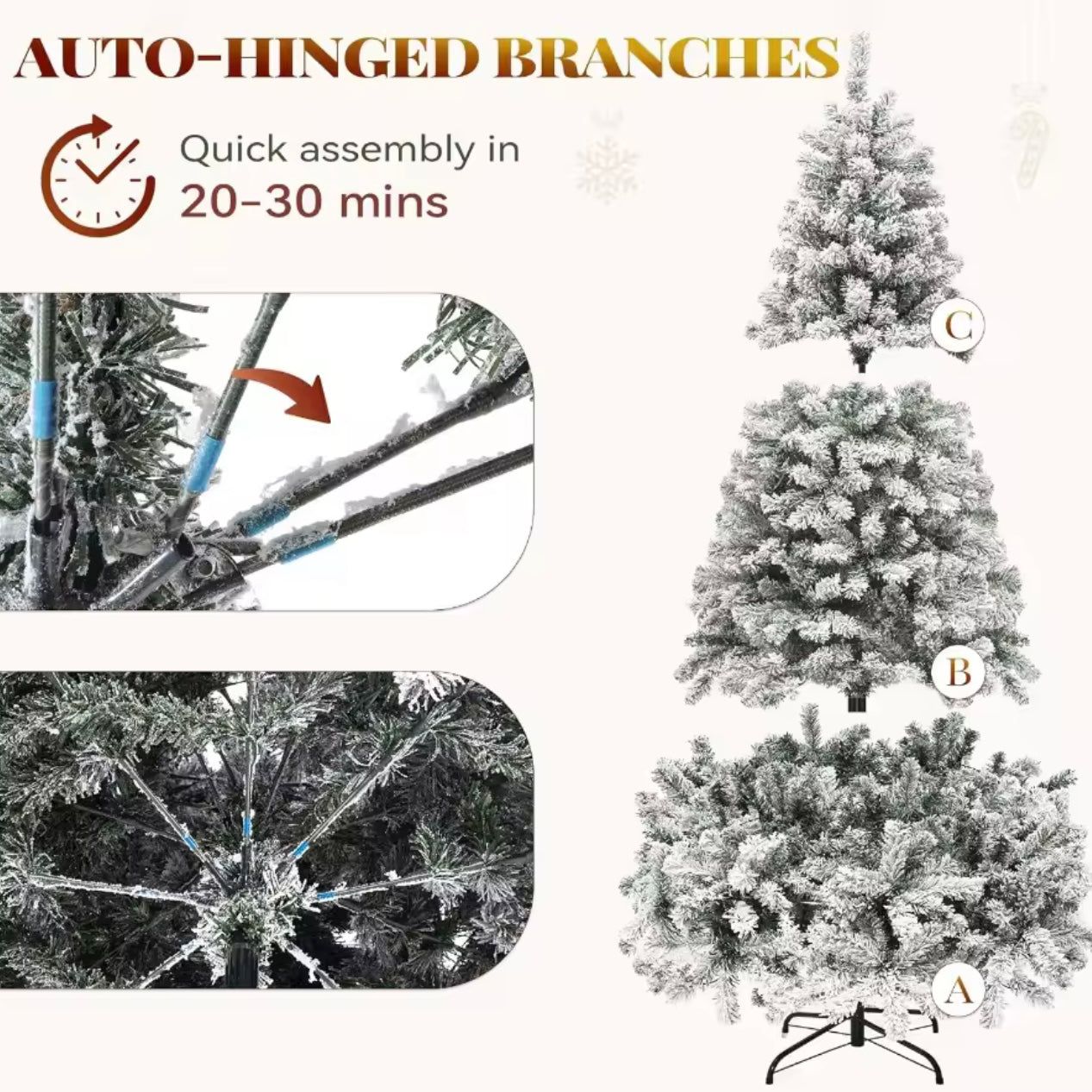 Zenora 6FT Pre-Lit Snow Flocked Christmas Tree