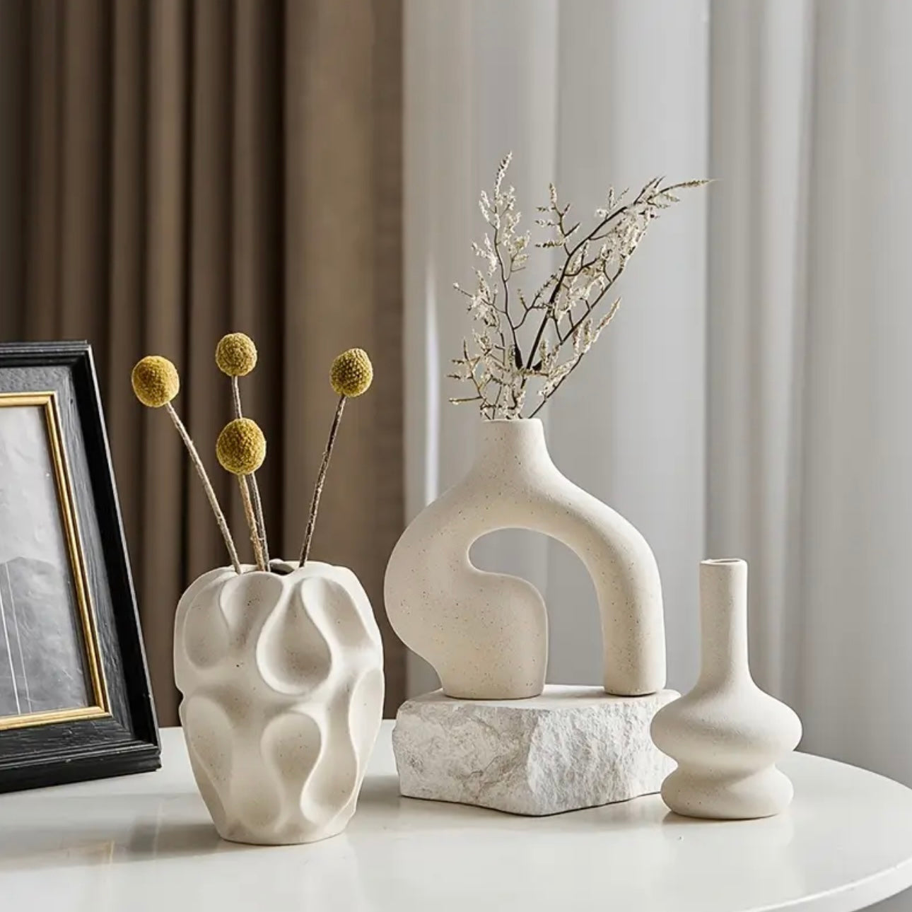 Zenora 3-Piece Modern Boho Ceramic Vase Set