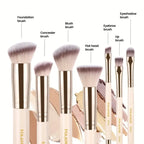 Zenora MAANGE 7pcs Makeup Brush & 12pcs Puff Set with Felt Bag