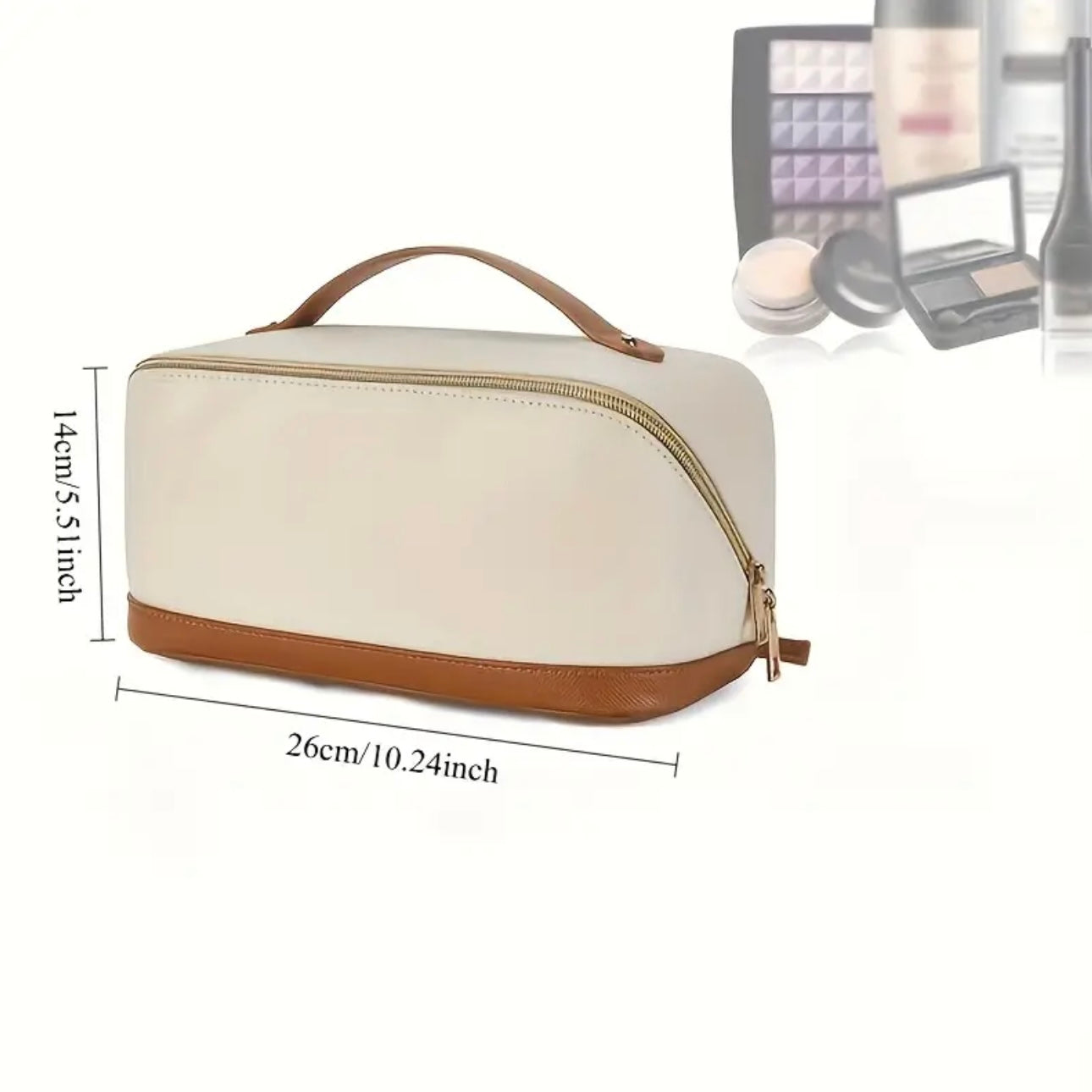 Zenora Easy-to-Carry Travel Makeup Bag with Handle & Divider