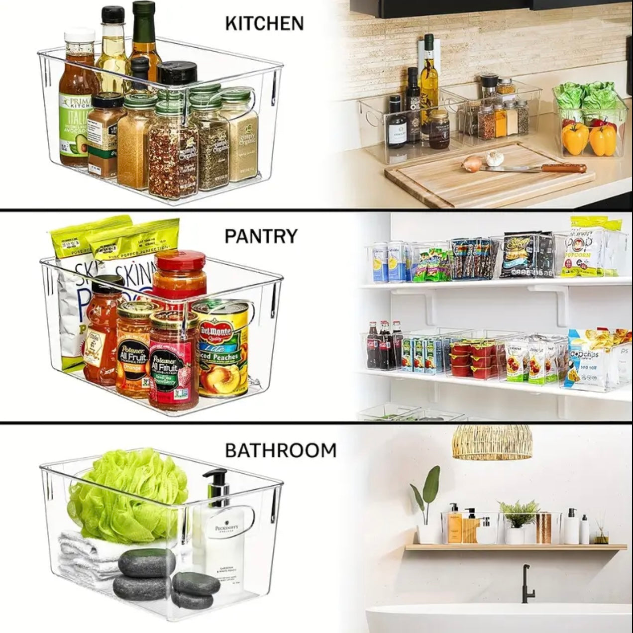 Zenora 4pcs Clear Drawer Organizer Bins