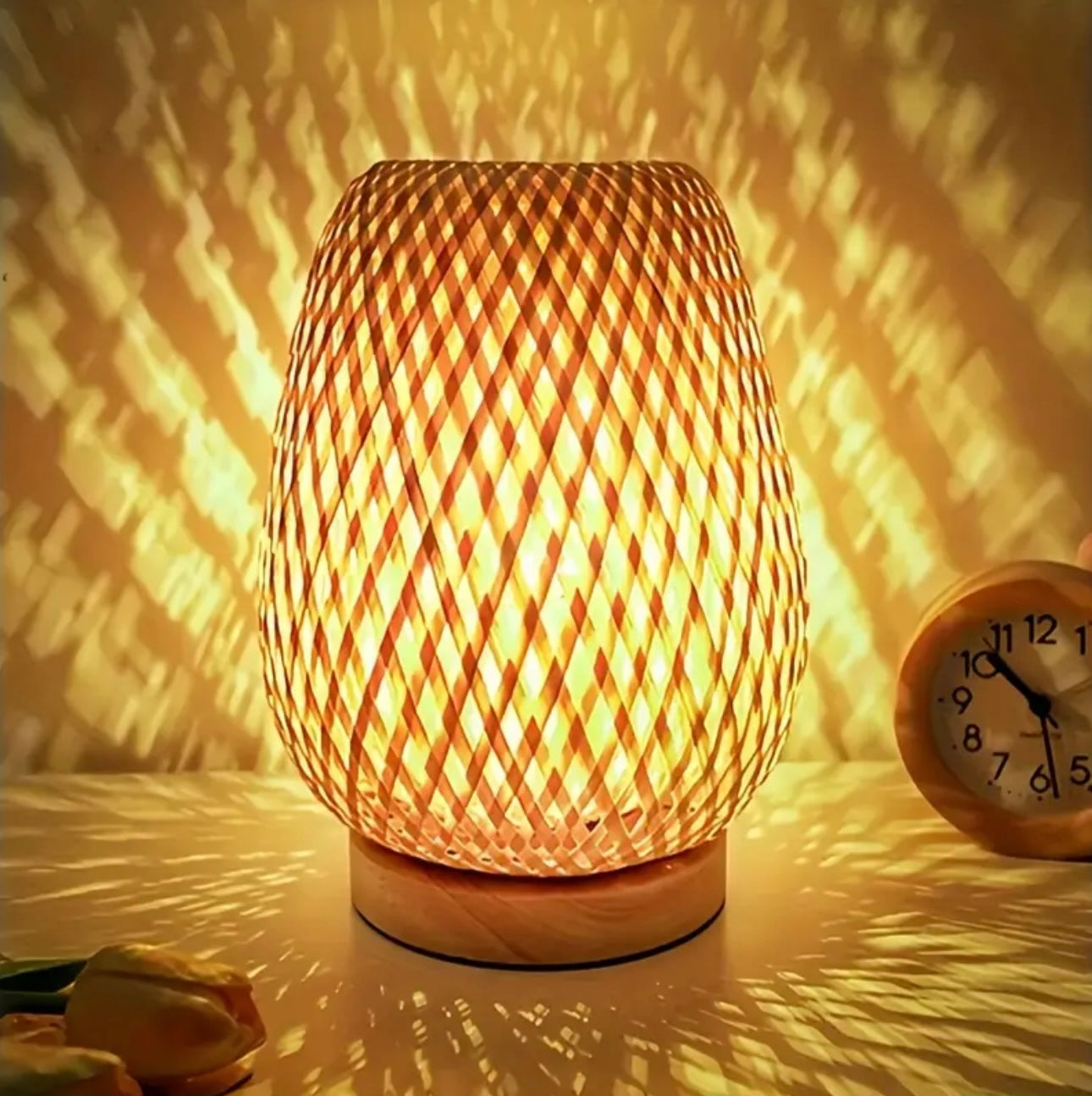 Zenora Handmade Bamboo Woven LED Bedside Lampr