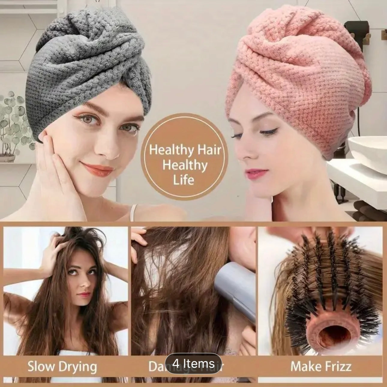 Zenora 2-Pack Super Absorbent Microfiber Hair Towels