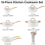 Zenora Aurelia Jewel 7-Piece Non-Stick Cookware Set with Gold Handles