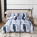 Zenora 3-Piece Carlo Deep Blue Letter Print Comforter Cover Set