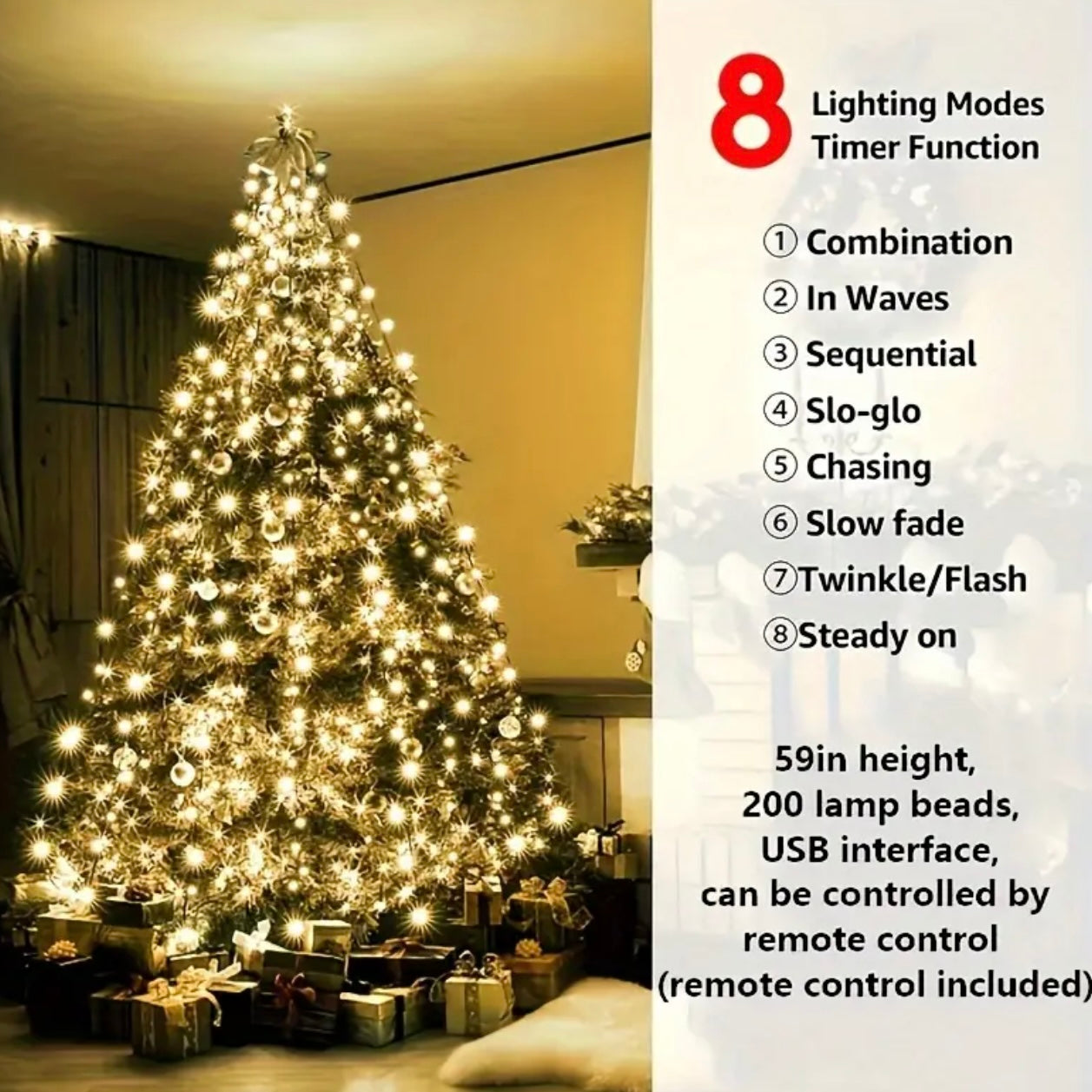 Zenora Christmas Tree Lights – 8 Lighting Modes