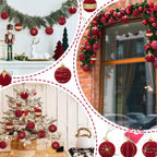 Zenora 6/12pcs Velvet Flocked Christmas Ball Hanging Ornaments