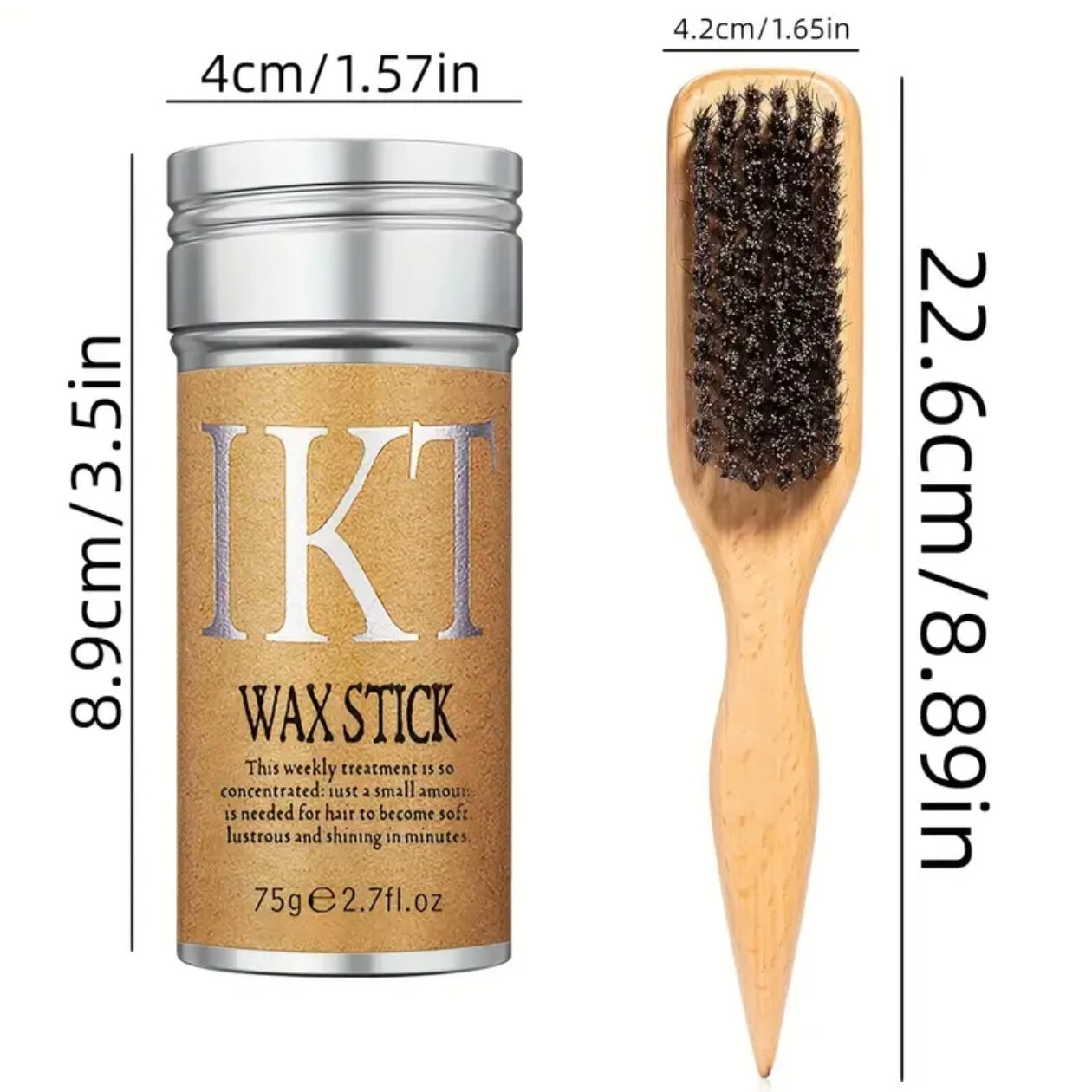 Zenora Slick Back Hair Brush & Wax Stick Set