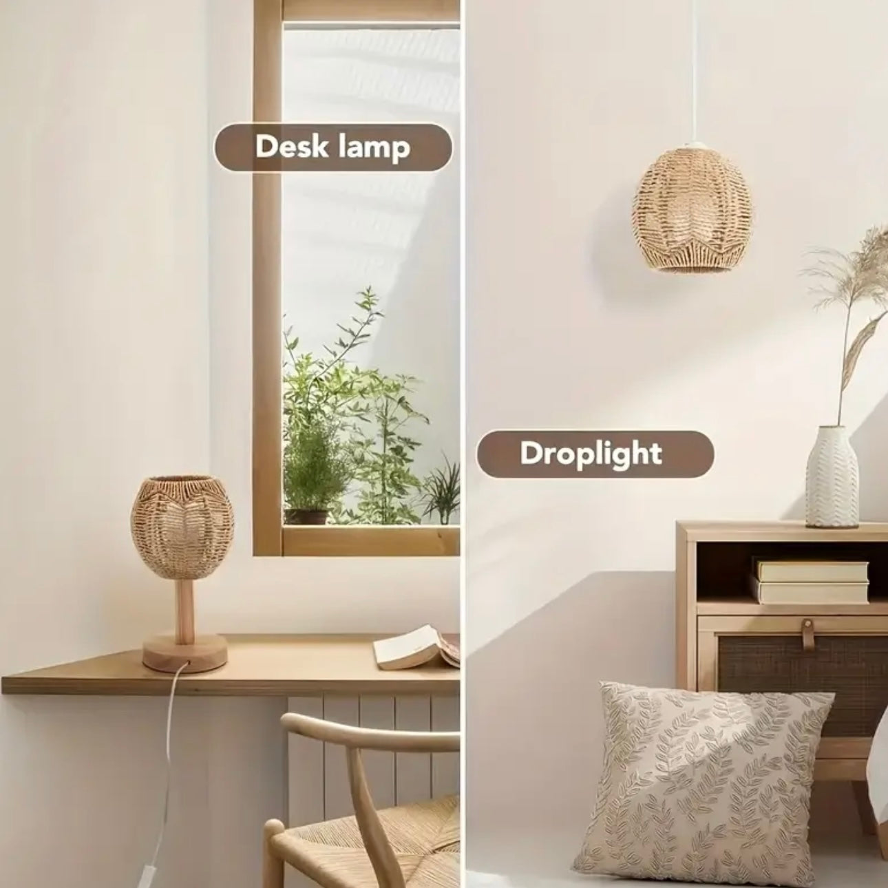 Bohemian Rattan Pendant Light Shade Set (2pcs)