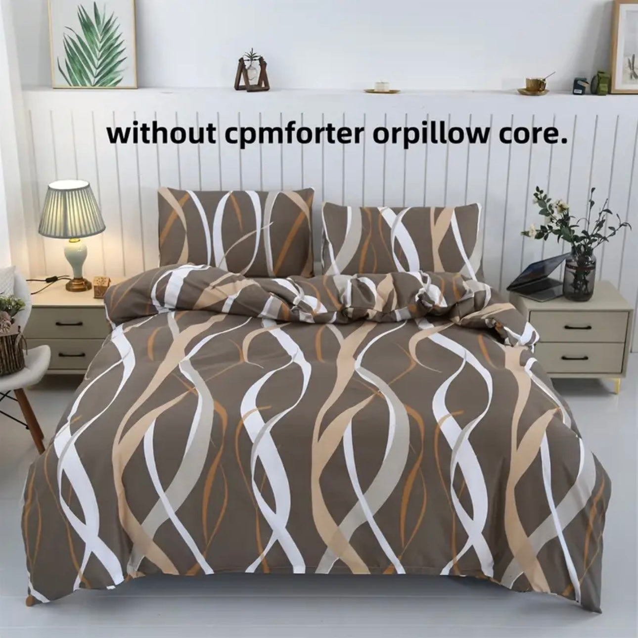 Zenora 3-Piece Brushed Print Striped Polyester Duvet Cover Set