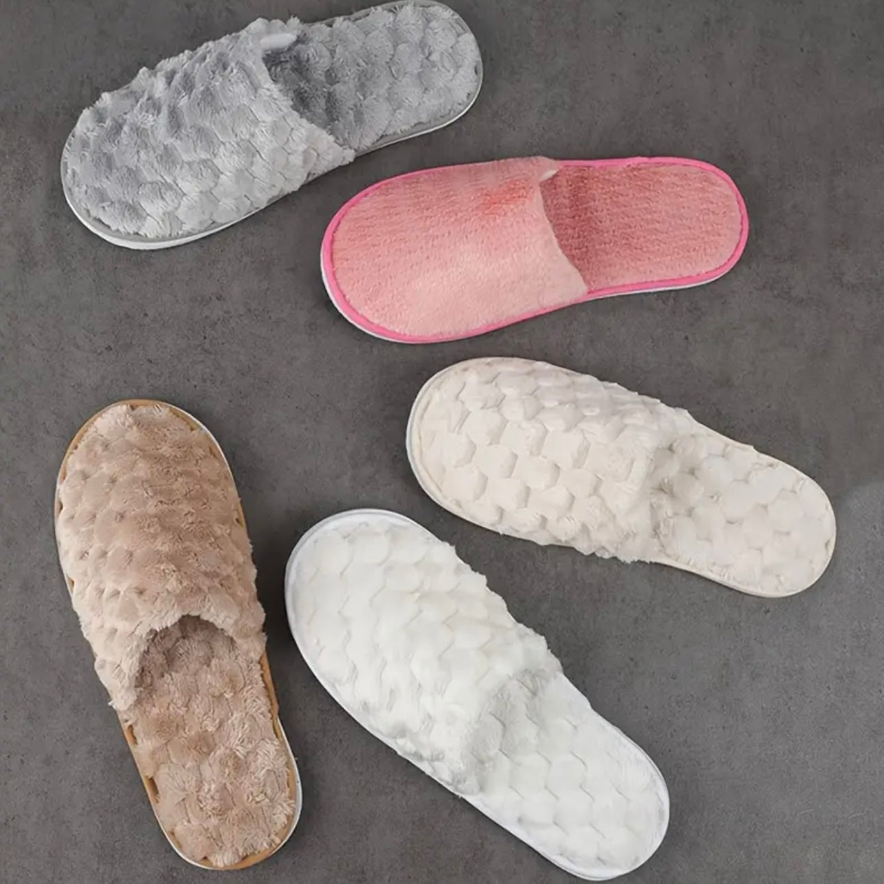 Zenora 5 Pairs Plush Series Indoor Slippers Set