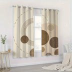 Zenora 2-Piece Beige & Brown Abstract Semi-Transparent Curtains