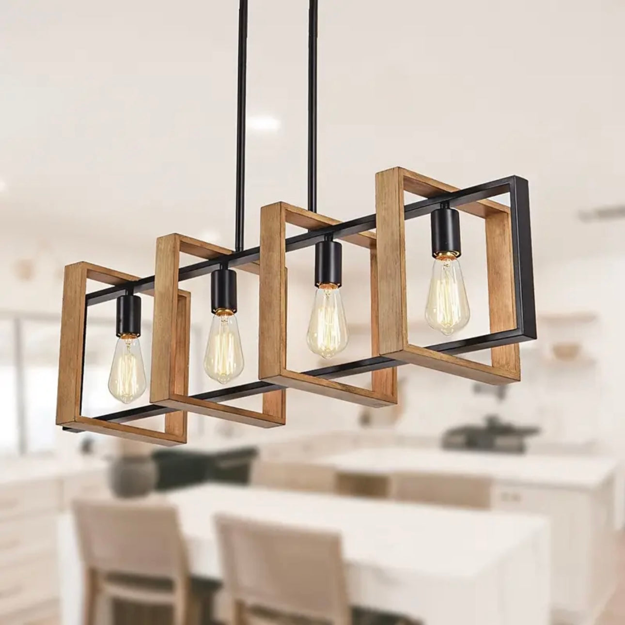 Zenora Adjustable Matte Black Kitchen Island Pendant Light