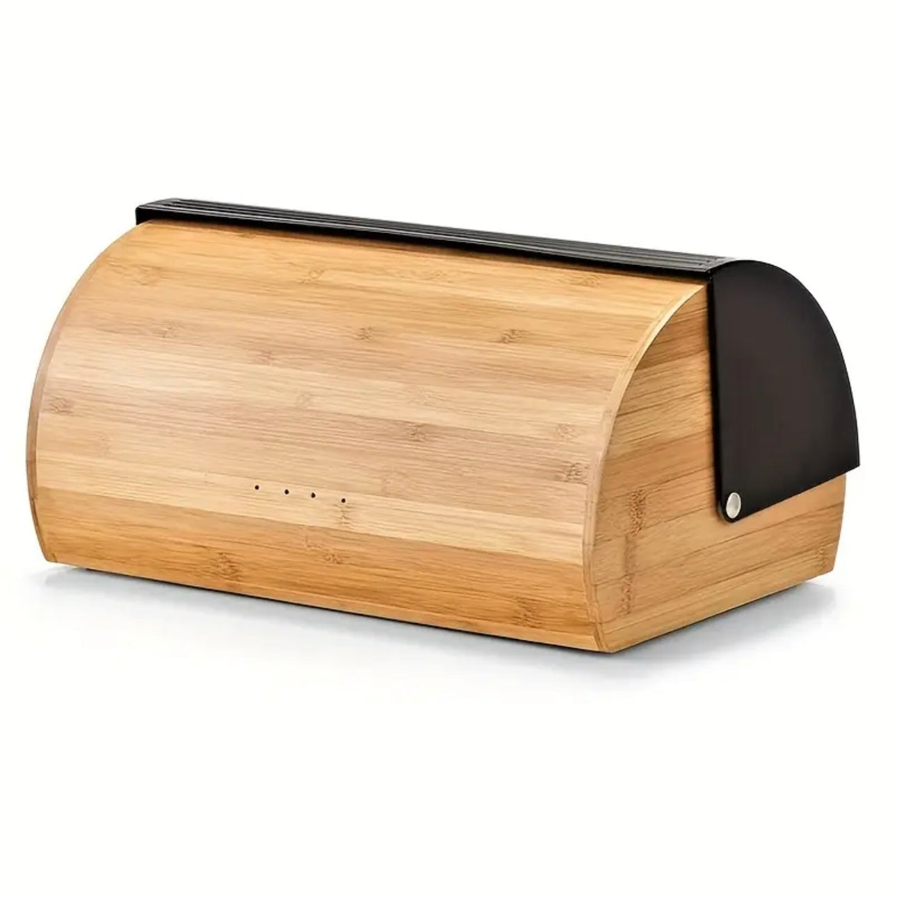 Zenora Large Bamboo Bread Box with Black Lid