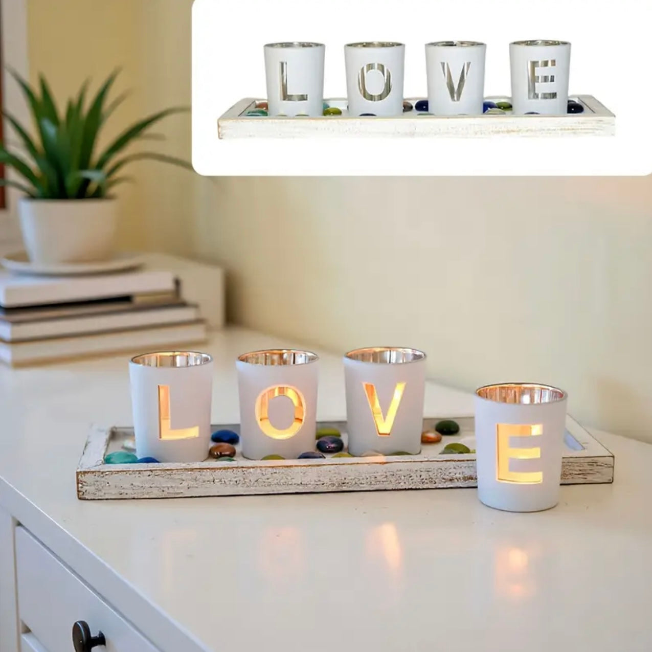 Zenora Wooden & Glass Letter Candle Holder
