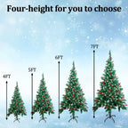 Zenora Christmas Artificial Pine Tree with LED Lights, Berries & Pine Cones