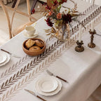 Zenora Beige Linen Floral Tablecloth – Farmhouse Style