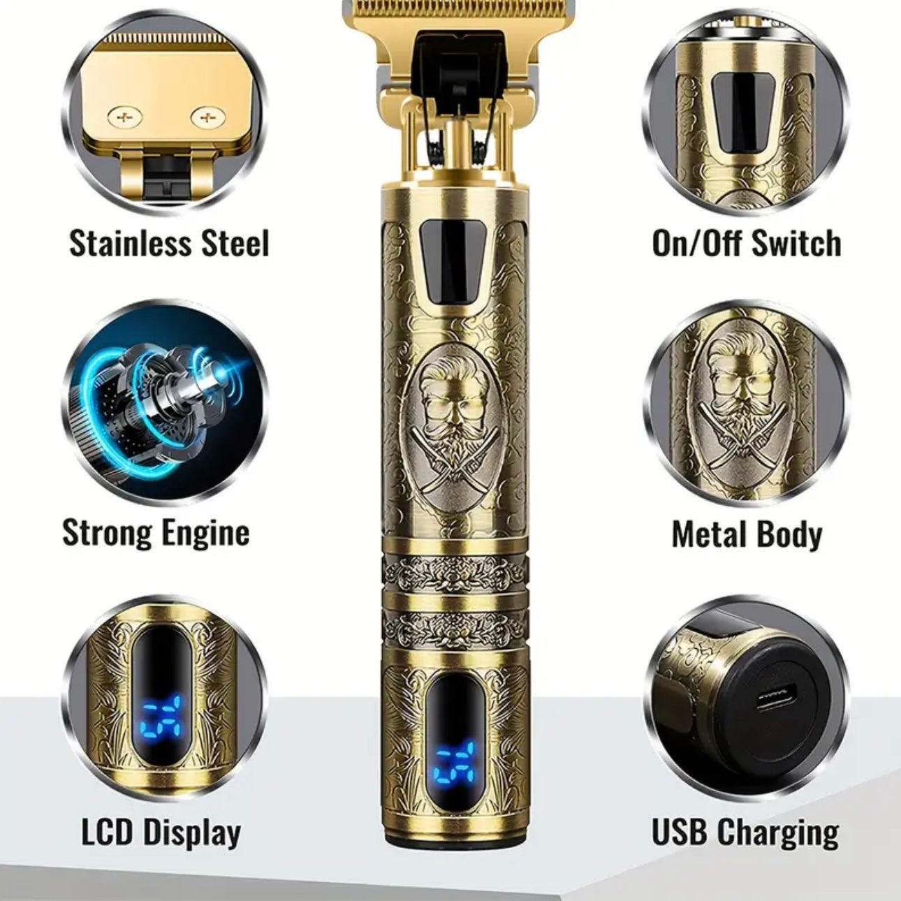 Zenora Tony LED Cordless Metal Hair Clipper