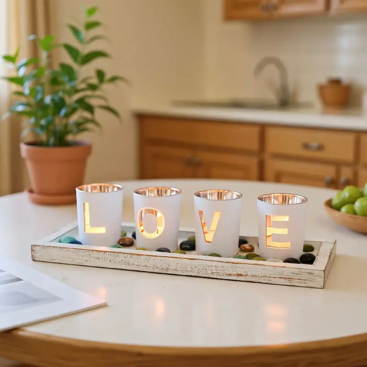 Zenora Wooden & Glass Letter Candle Holder