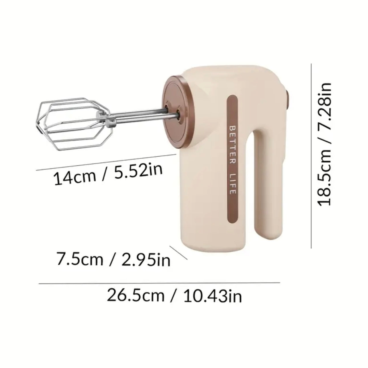 Zenora Dual-Color Rechargeable Electric Hand Mixer