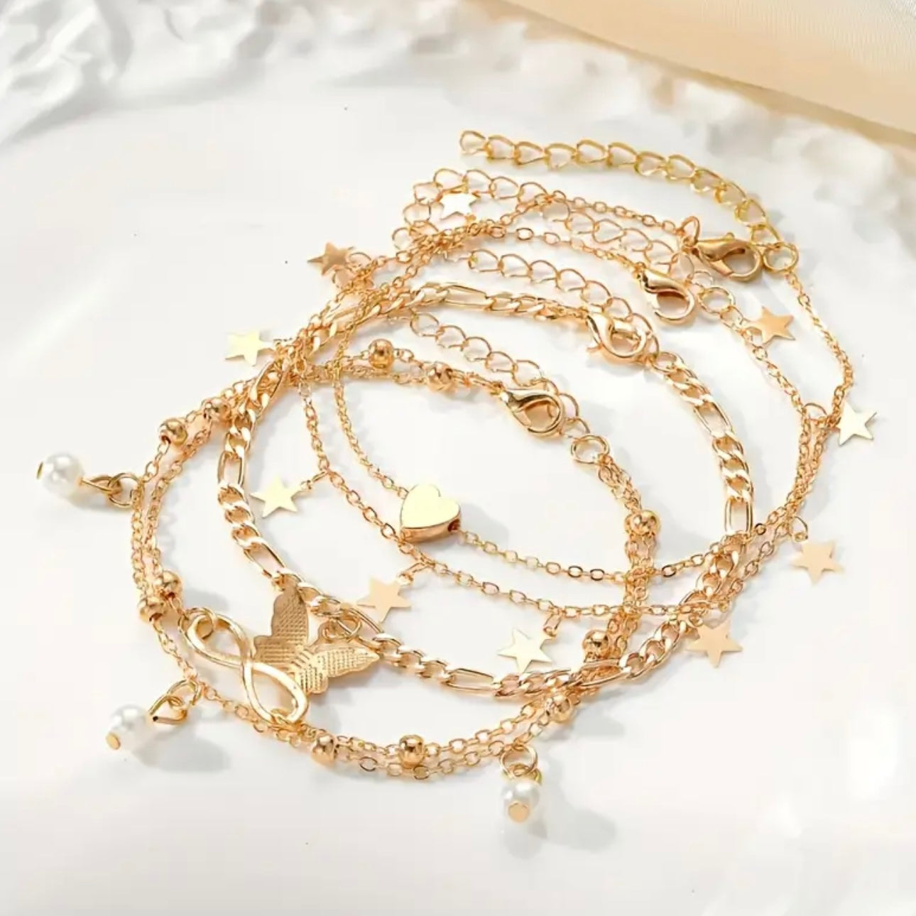 Celeste Boho 38pcs Multi-Layered Ankle Chain Set