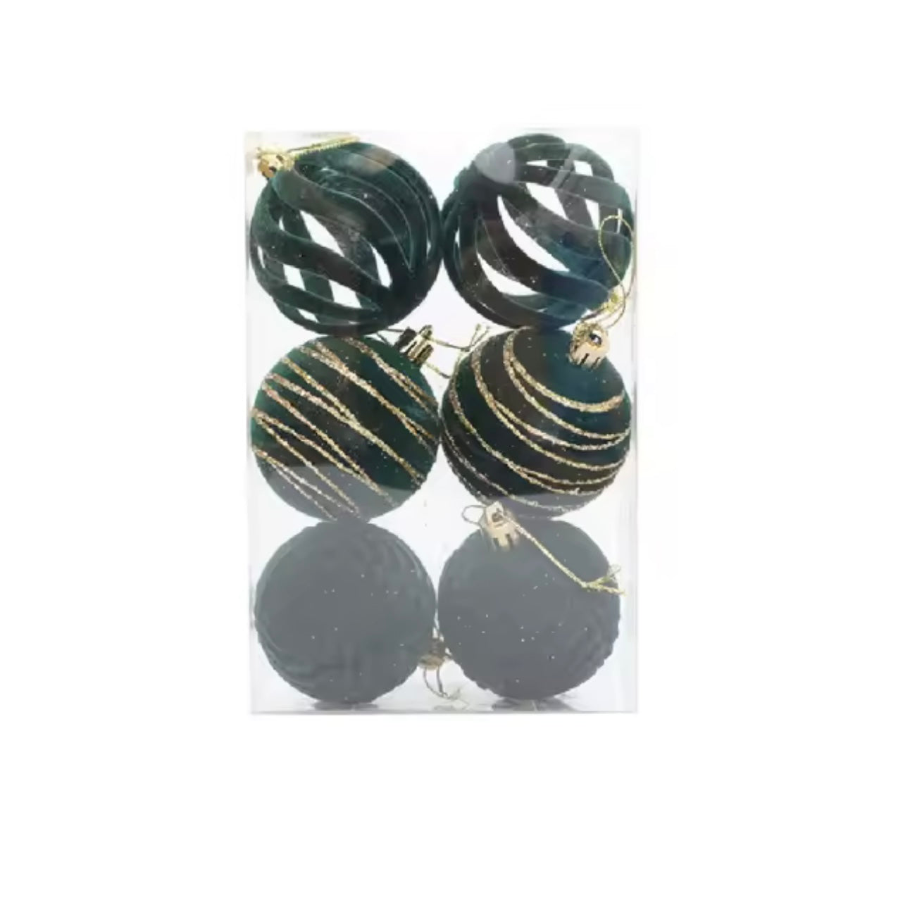 Zenora 6/12pcs Velvet Flocked Christmas Ball Hanging Ornaments