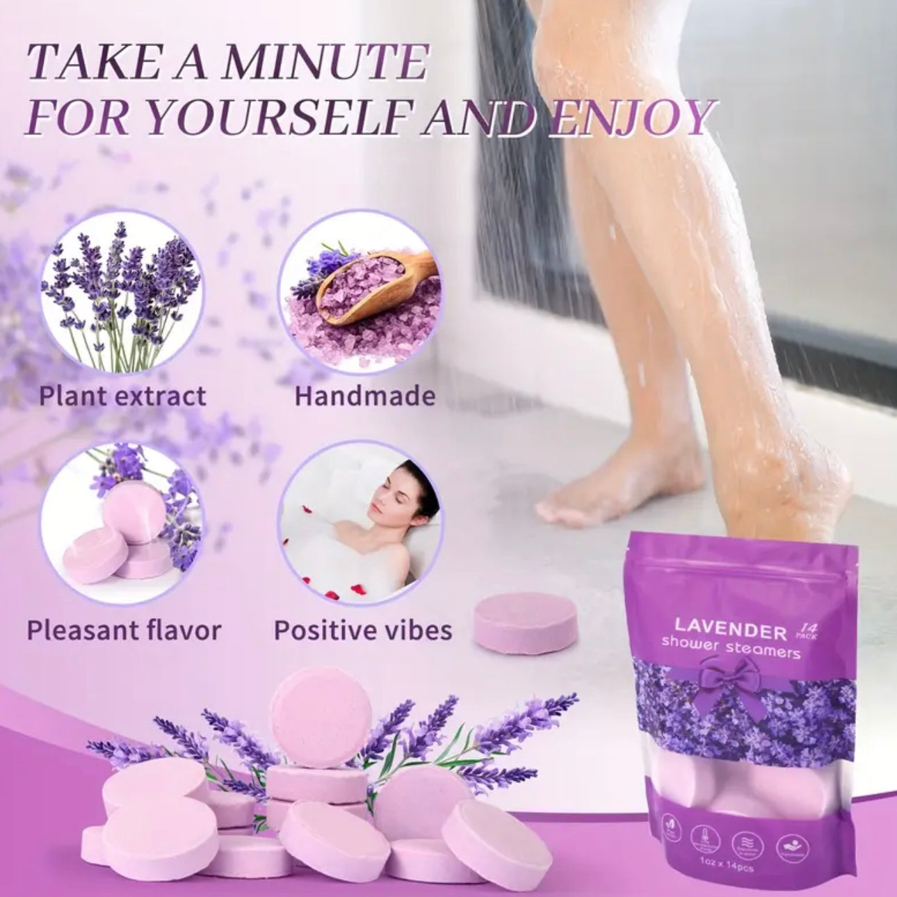 Zenora 14-Pack Lavender Shower Bomb Gift Set