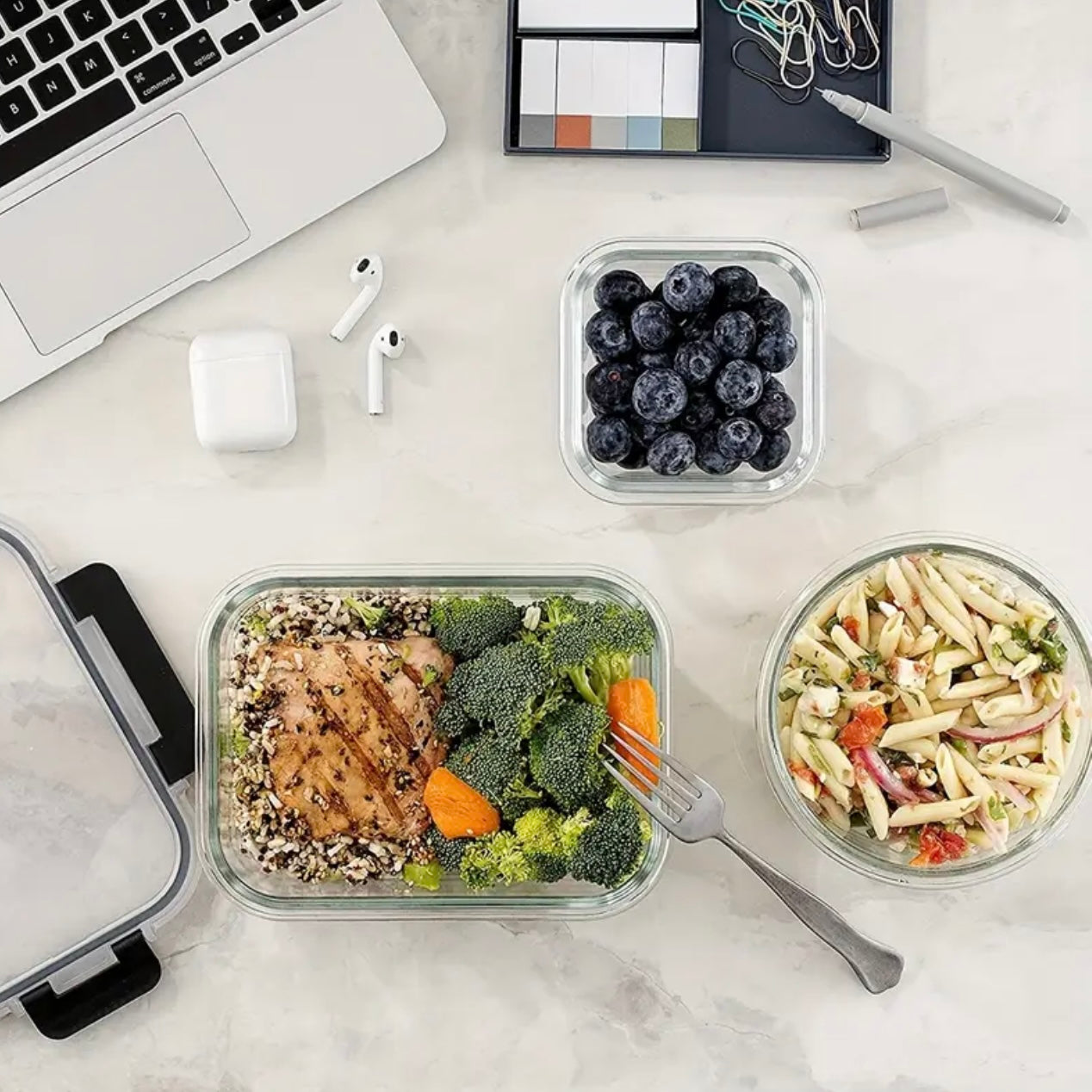 Zenora 24-Piece Glass Crisper Set (12 Bowls + 12 Lids)