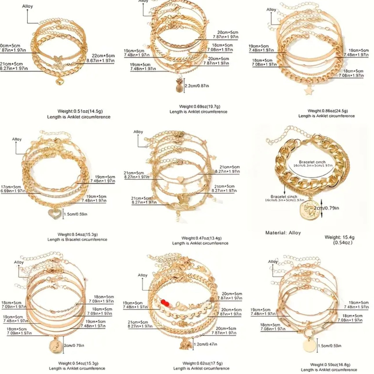 Celeste Boho 38pcs Multi-Layered Ankle Chain Set