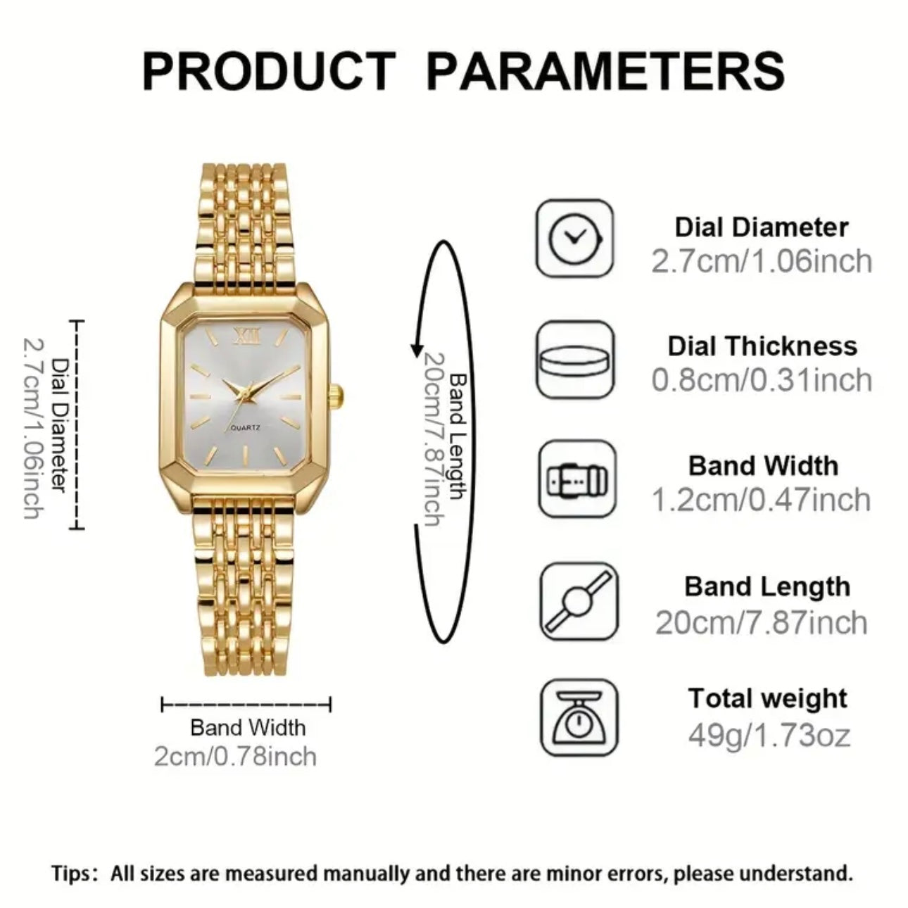 Éclat Duo 2-Piece Luxury Square Women’s Watch & Leaf Bracelet Set