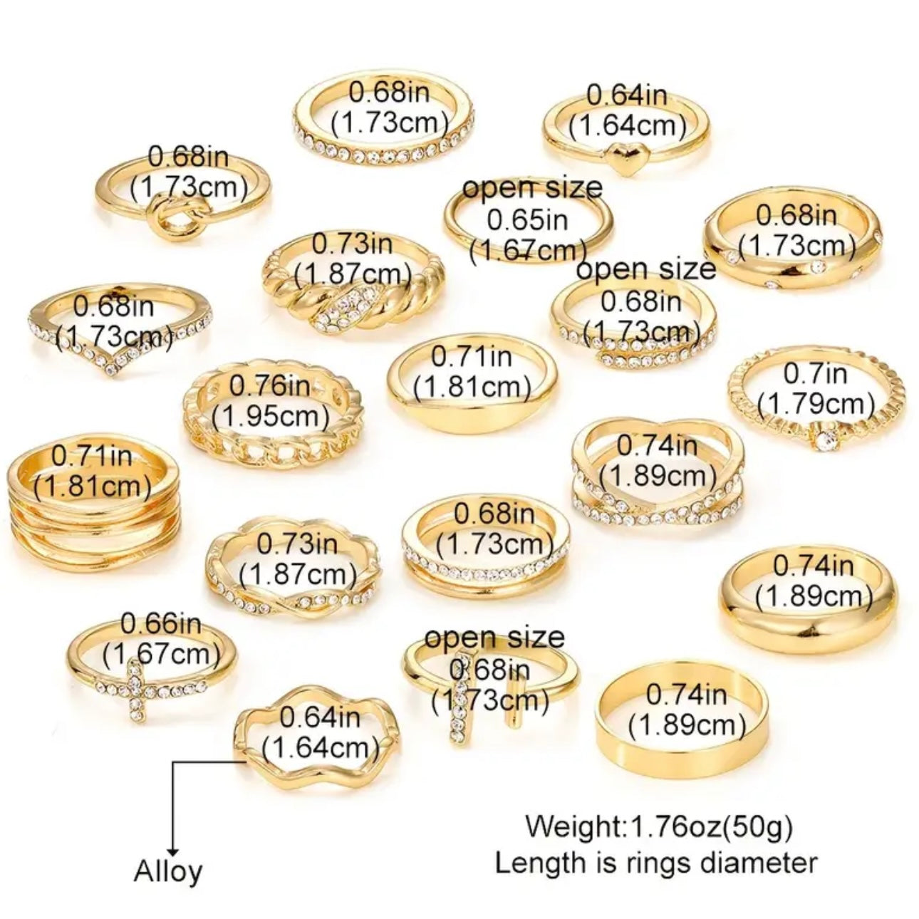 Luxe Amour 20-Piece Zirconia Stacking Ring Set