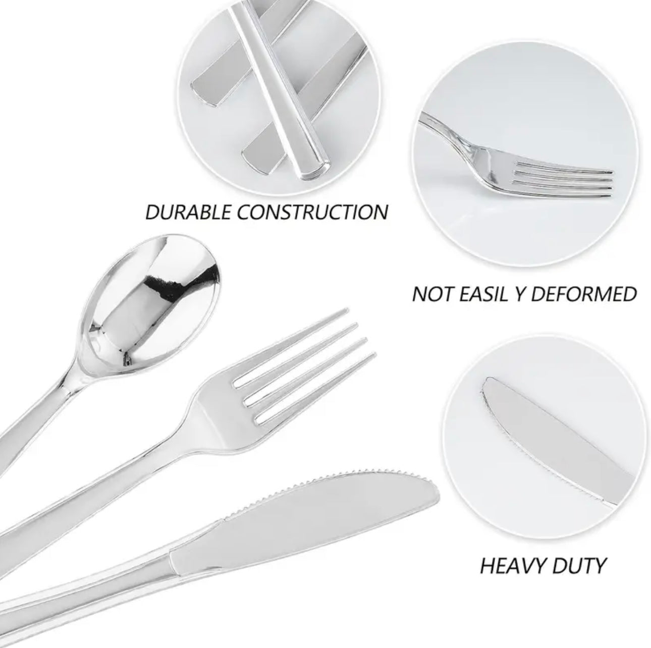 Zenora 180-Piece Silver Plastic Cutlery Set