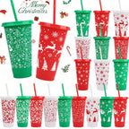 Zenora 5-Piece Reusable Christmas Coffee Cup Set with Lids