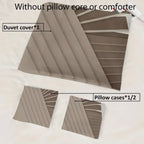 Zenora 2/3-Piece Retro Minimalist Brown Stripe Bedding Set