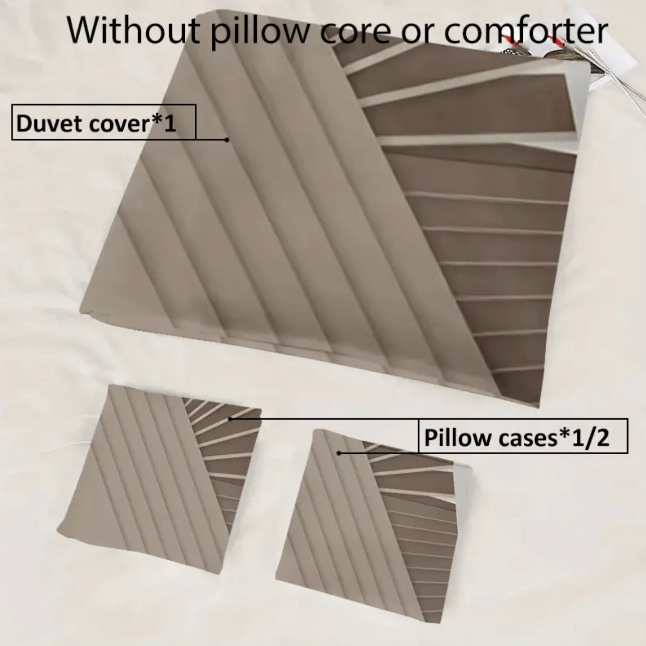 Zenora 2/3-Piece Retro Minimalist Brown Stripe Bedding Set