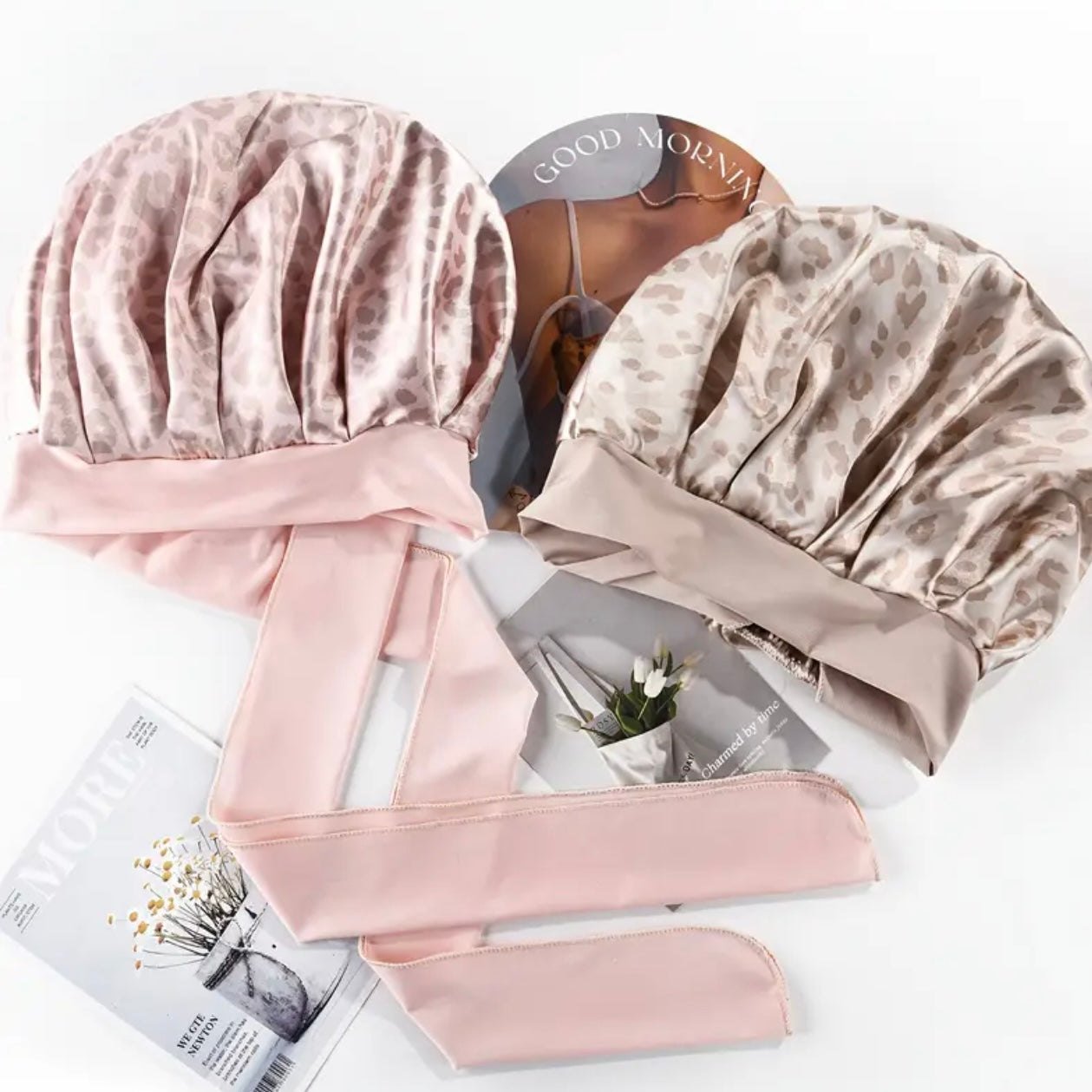 Zenora Ellitina Leopard Print Satin Sleep Cap