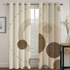 Zenora 2-Piece Beige & Brown Abstract Semi-Transparent Curtains