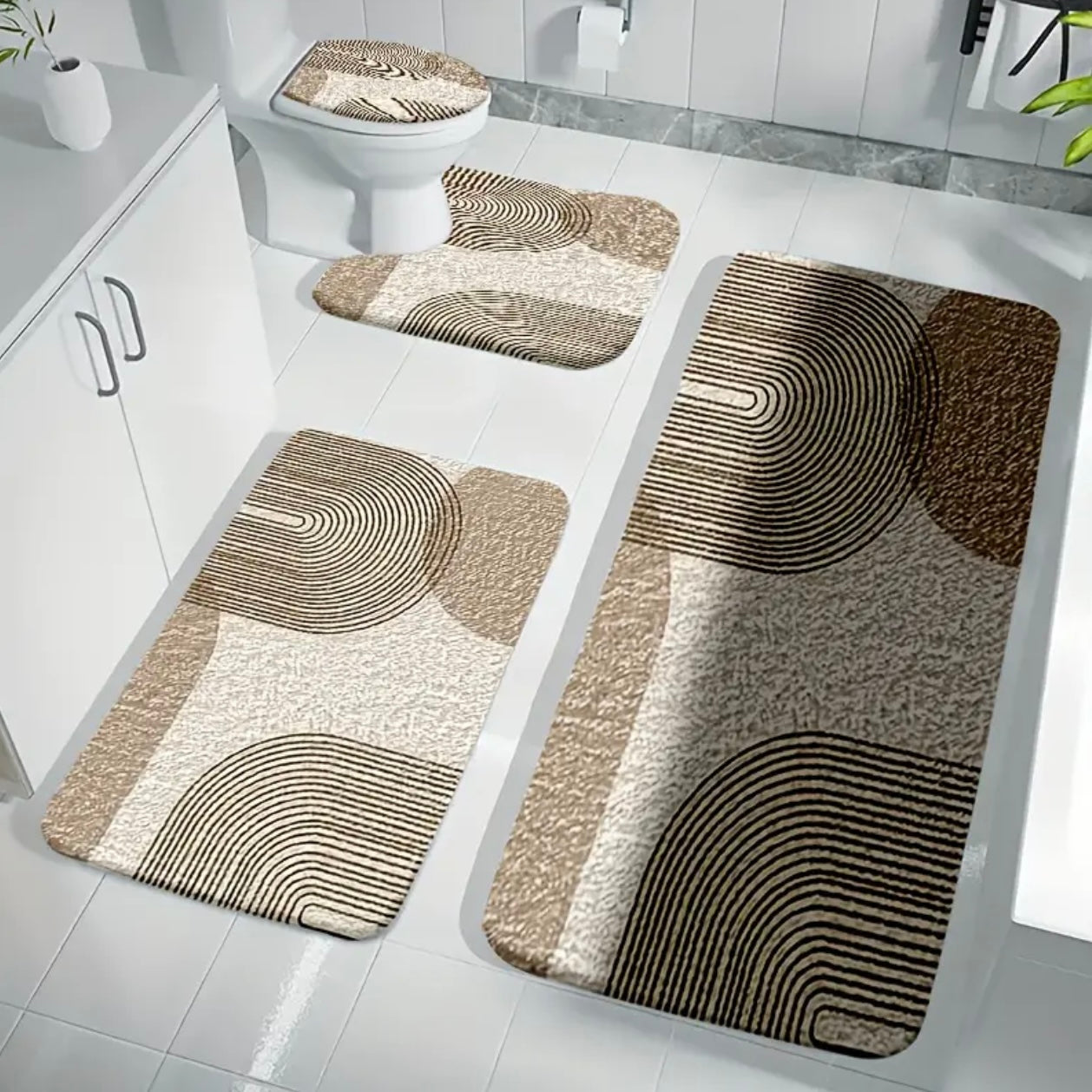 Zenora 4-Piece Modern Minimalist Bathroom Mat Set