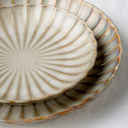 Zenora 12pcs Japanese Floral Embossed Ceramic Dinnerware Set