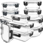 Zenora 24-Piece Glass Crisper Set (12 Bowls + 12 Lids)