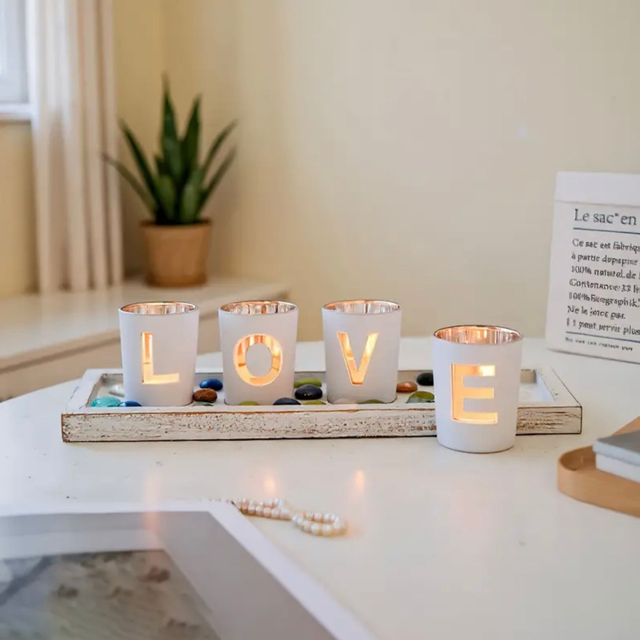 Zenora Wooden & Glass Letter Candle Holder