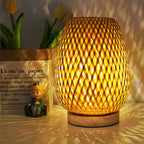 Zenora Handmade Bamboo Woven LED Bedside Lampr