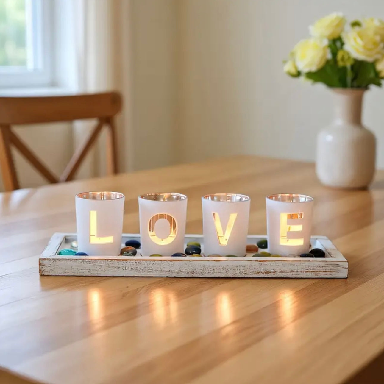 Zenora Wooden & Glass Letter Candle Holder