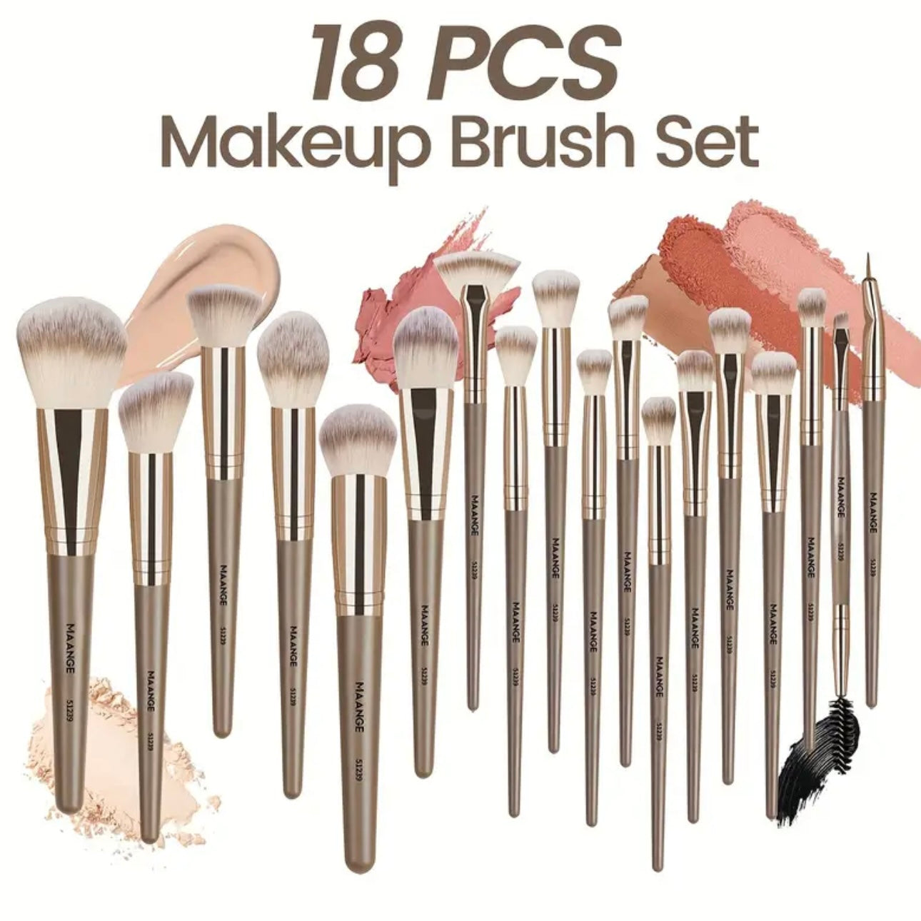 Zenora 18pcs Professional Makeup Brush Set with Velvet Bag and Beauty Spong