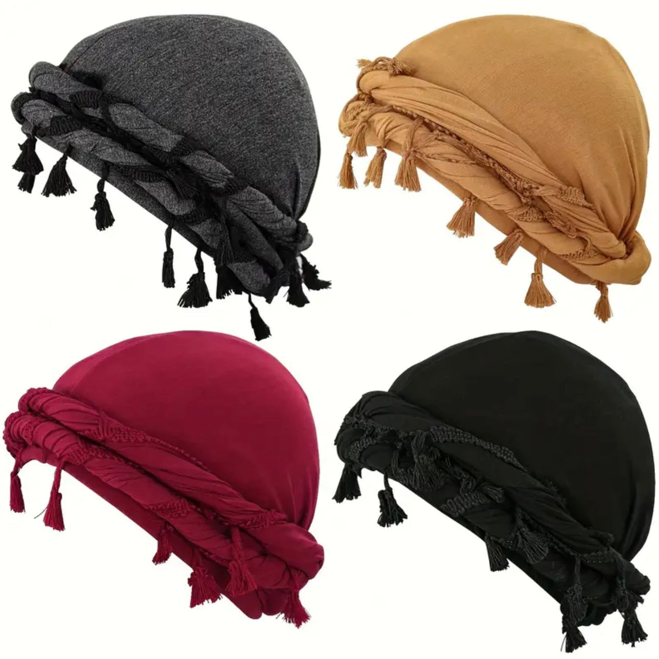 4pcs Funky Retro Tassel Headbands & Pirate Hats