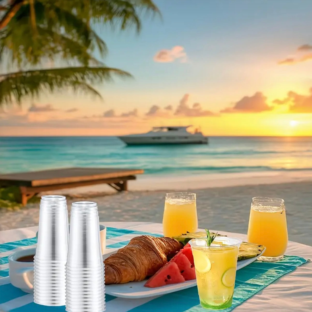 Zenora 400ml Clear Plastic Reusable Drinkware Set – 100 Straws, 50 Cups & 50 Flat Lids