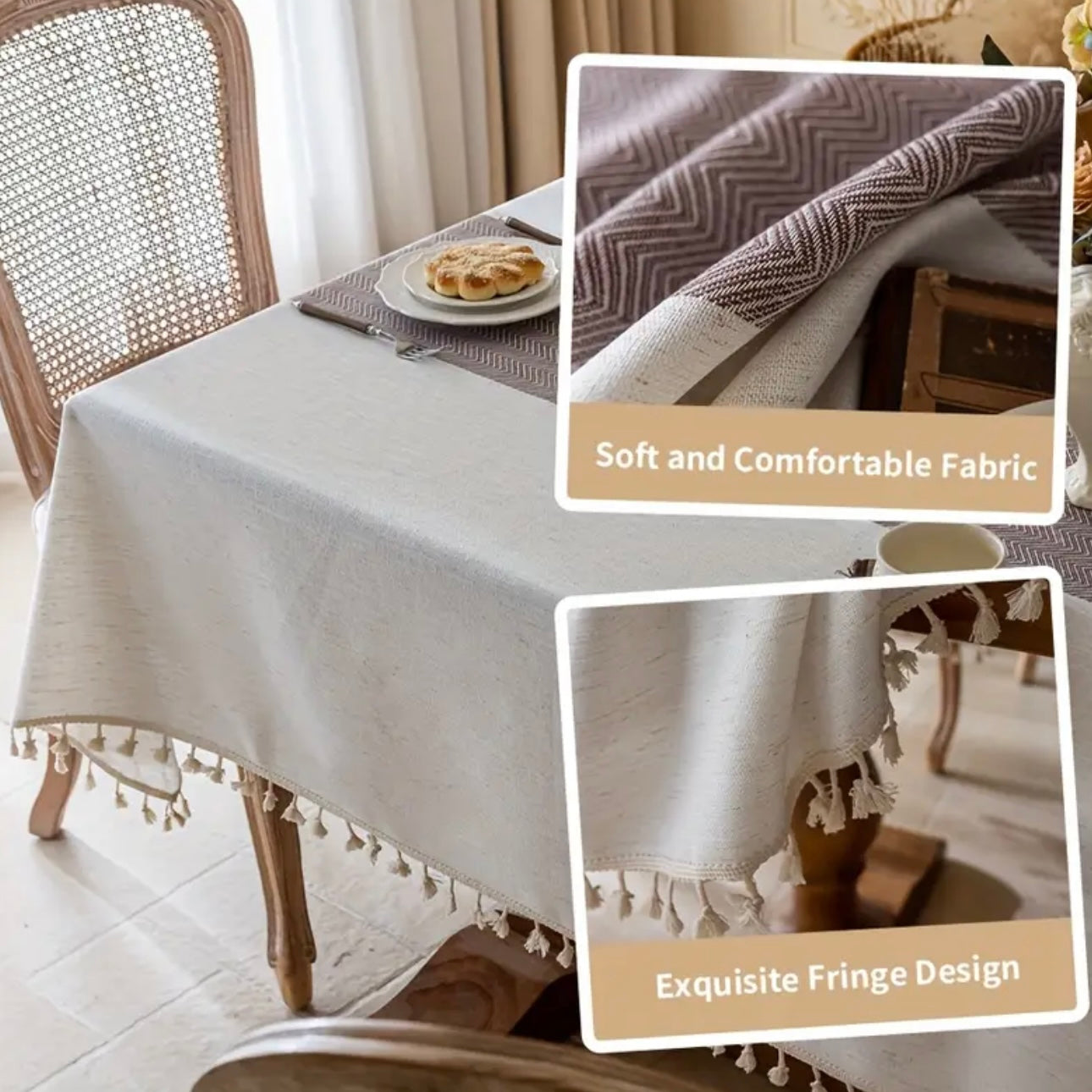 Zenora Bohemian Ruffled Rectangular Tablecloth