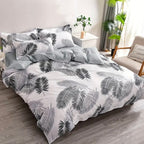 Zenora 4-Piece Thickened Leaf Print Duvet Cover Set
