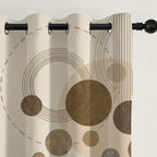 Zenora 2-Piece Beige & Brown Abstract Semi-Transparent Curtains